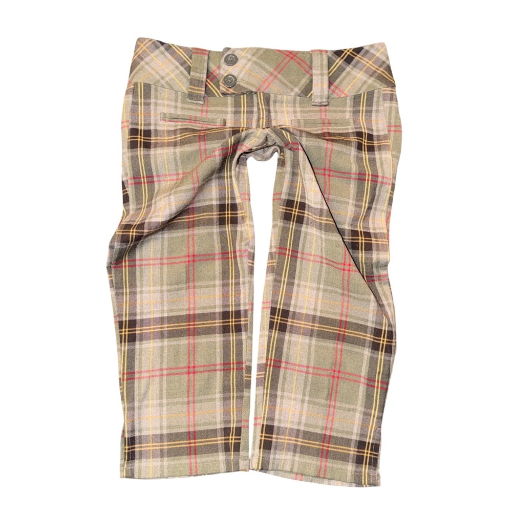 Copper Key Plaid Trousers Womens 5 Green Good Low Rise Cropped Tartan Pants